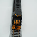 Front view of the Rio Grande GP40 locomotive on N scale display track.
