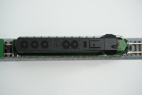 Top view of the Burlington Northern SD45 locomotive roof, fans and display track.